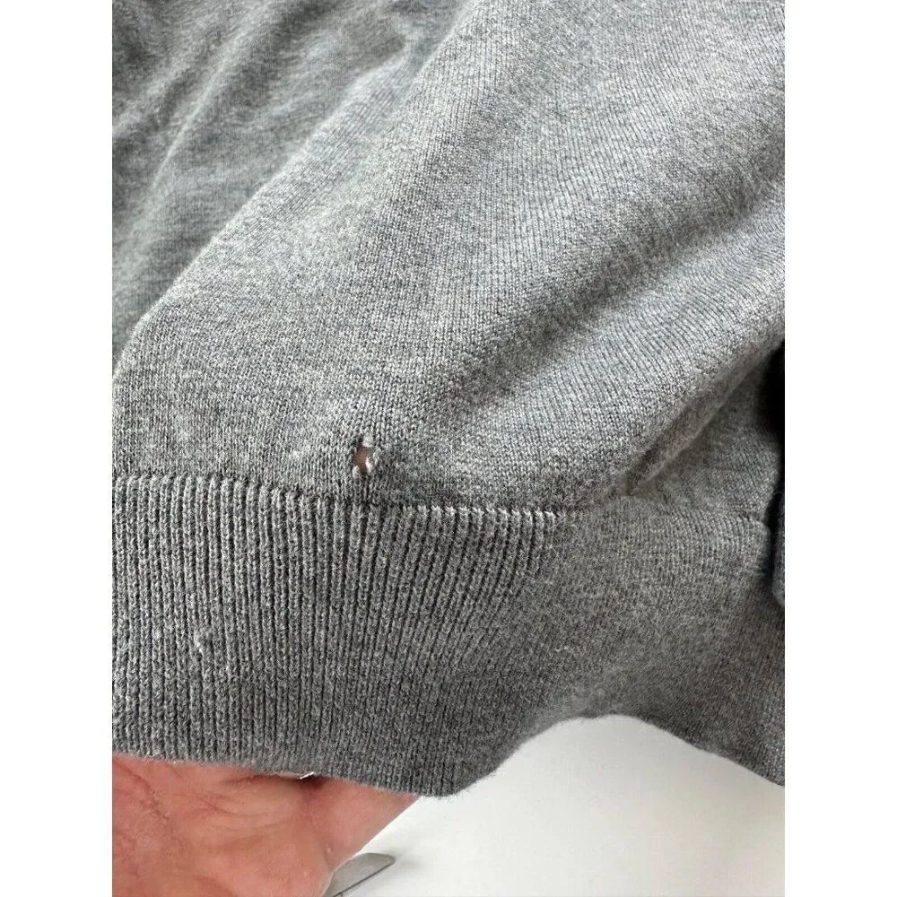 Lacoste Men's Grey V-neck Pullover Sweater Elbow Patch Medium